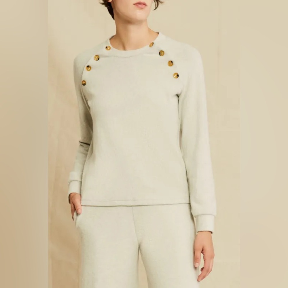 Amour Vert Marled Fleece Textured Oatmeal Sweater